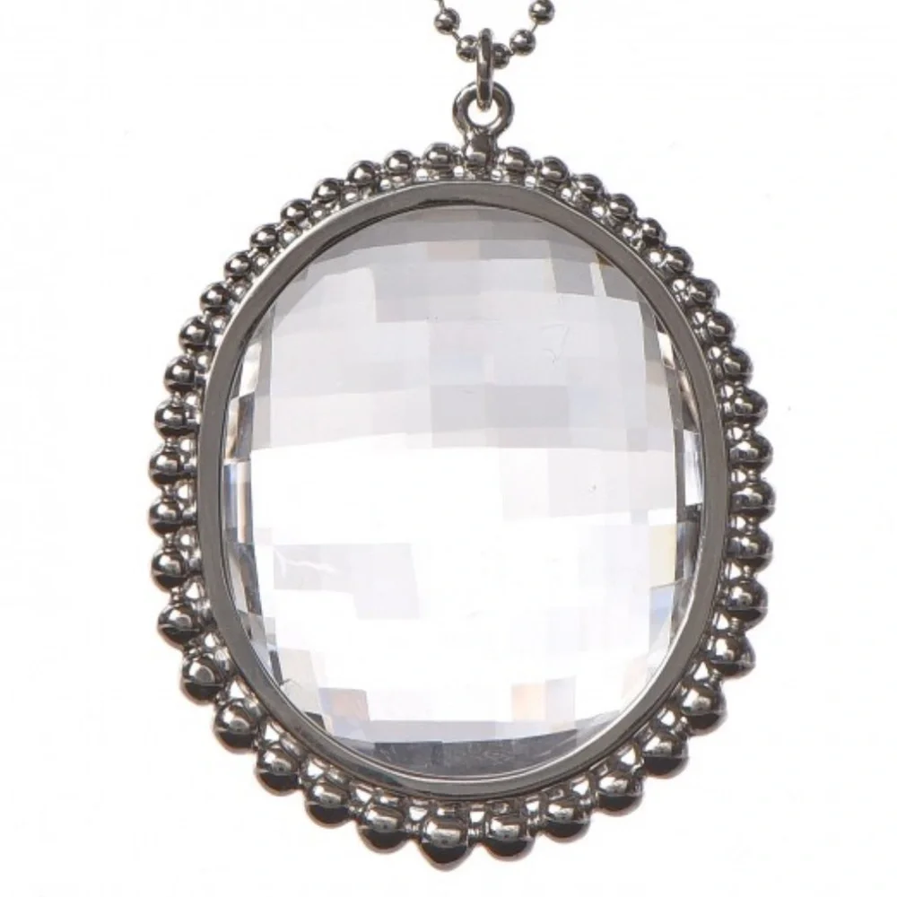 TIFFANY Sterling Silver Crystal Ziegfeld Oval Pendant Necklace - Picture 3 of 9